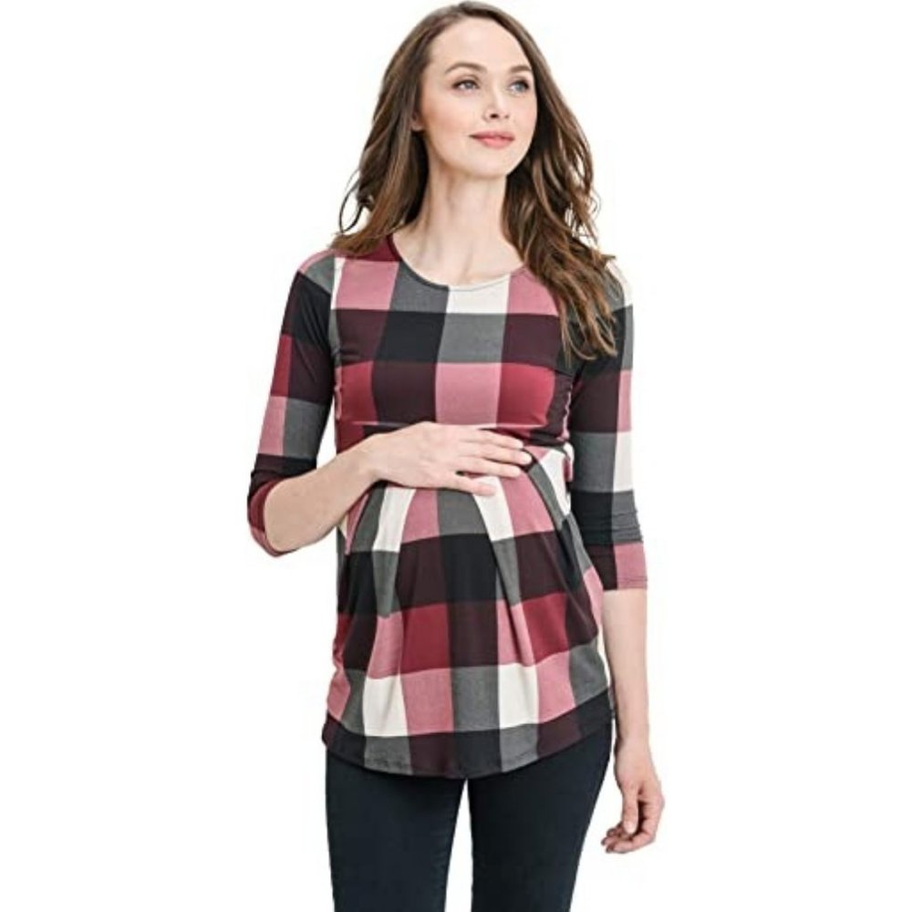 NWT LaClef Front Pleat Peplum Maternity Top